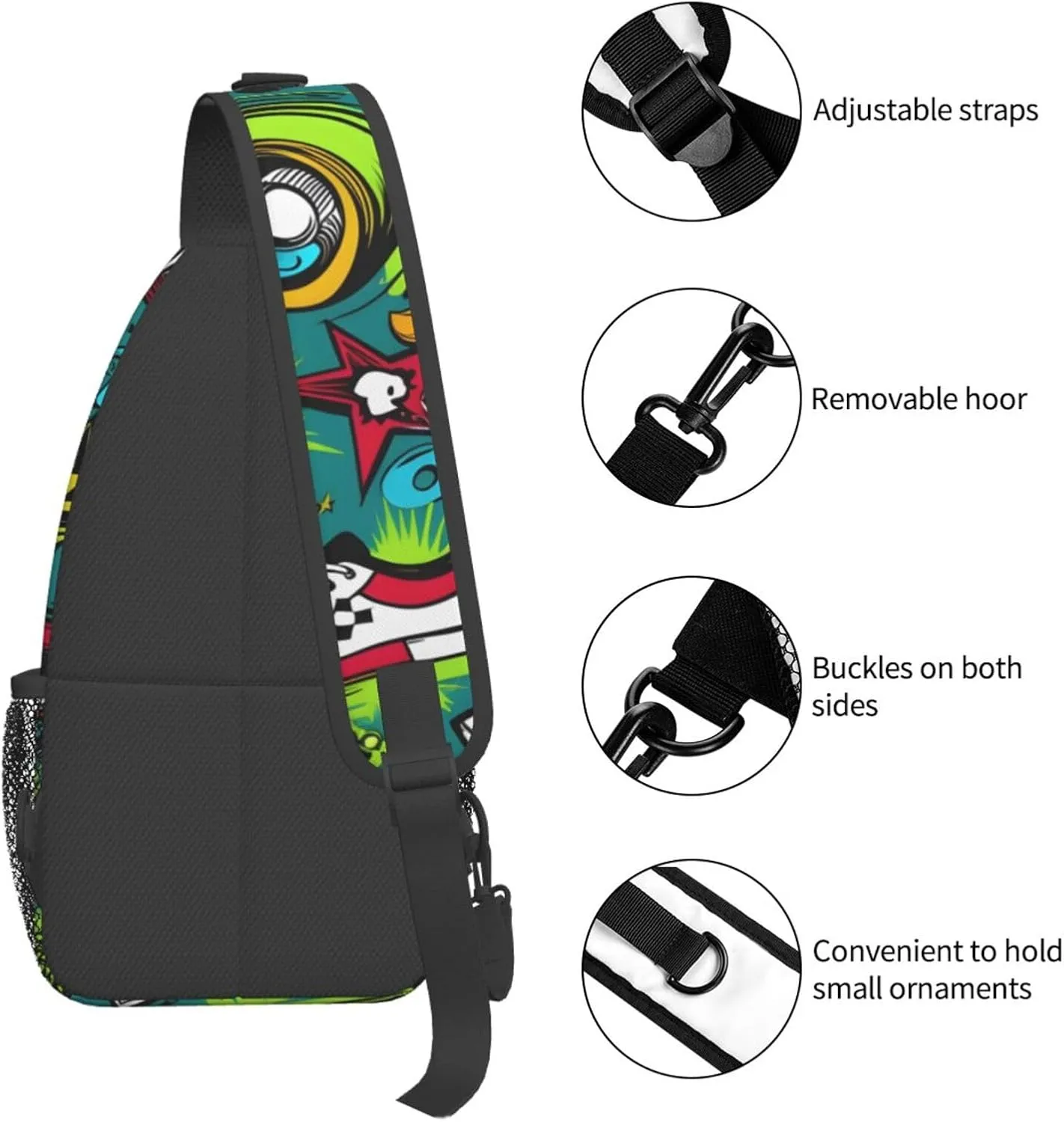 Sports Graffiti Sling Bag Crossbody Bag for Men Women, Daypack Chest Backpack Shoulder Bag for Travle Hiking