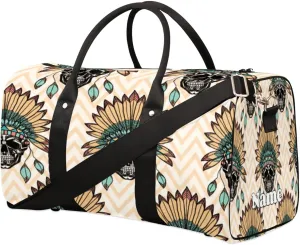 Sports Gym Duffel Bag Customized Name for Women & Men, African Egyptian Geometry Waterproof Tote Beach Bag Foldable Personal Item Travel Bag for Weekender Overnight Dance Carry-On Bag