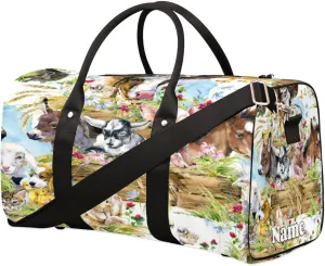 Sports Gym Duffel Bag Customized Name for Women & Men, Pig Cattle Animals Waterproof Tote Beach Bag Foldable Personal Item Travel Bag for Weekender Overnight Dance Carry-On Bag