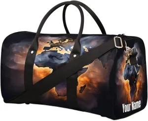 Sports Tote Gym Duffel Bag Africa Egypt Printing Customized Name for Women & Men,Waterproof Baseball Bag Foldable Personal Item Travel Bag for Weekender Overnight Dance Carry-On Bag
