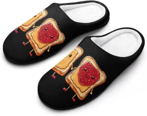 Spread Peanut Butter & Jelly Men's Memory Foam Slippers Comfort Closed Toe Slip On House Shoes Indoor