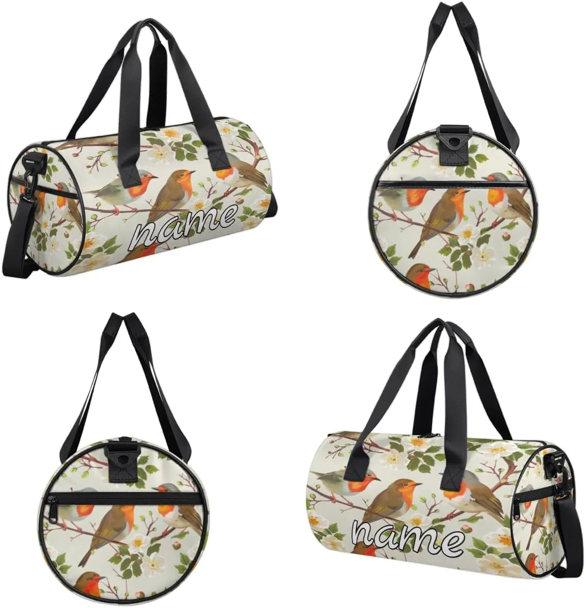 Spring Custom Duffel Bags Flower Bird Weekender Bags Custom Sport Duffel Bag Carry on Overnight Weekender Bag