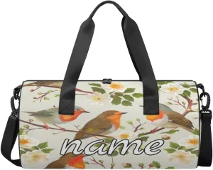Spring Custom Duffel Bags Flower Bird Weekender Bags Custom Sport Duffel Bag Carry on Overnight Weekender Bag