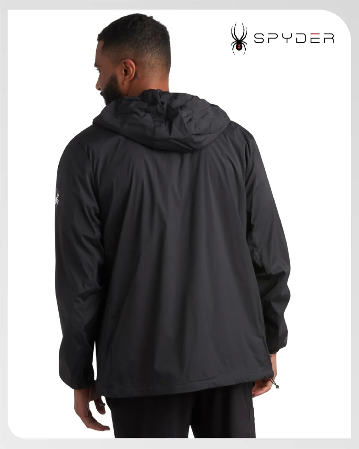 Spyder Mens Rain Jacket - Wind & Water Resistant Hooded Lightweight Rain Coats for Travel and Golf (Sizes: S-L)