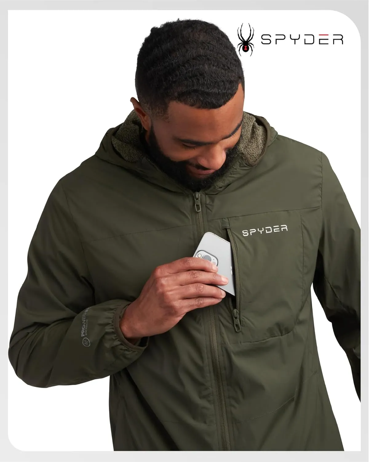 Spyder Mens Rain Jacket - Wind & Water Resistant Hooded Lightweight Rain Coats for Travel and Golf (Sizes: S-L)