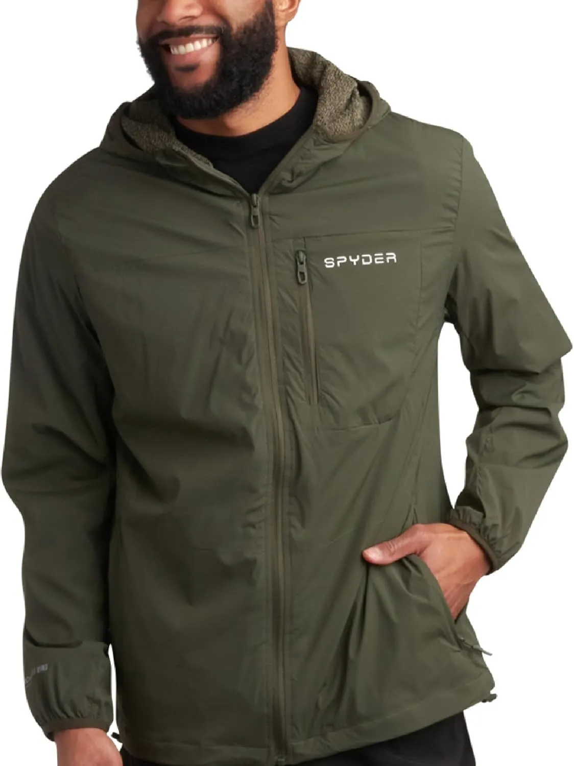 Spyder Mens Rain Jacket - Wind & Water Resistant Hooded Lightweight Rain Coats for Travel and Golf (Sizes: S-L)