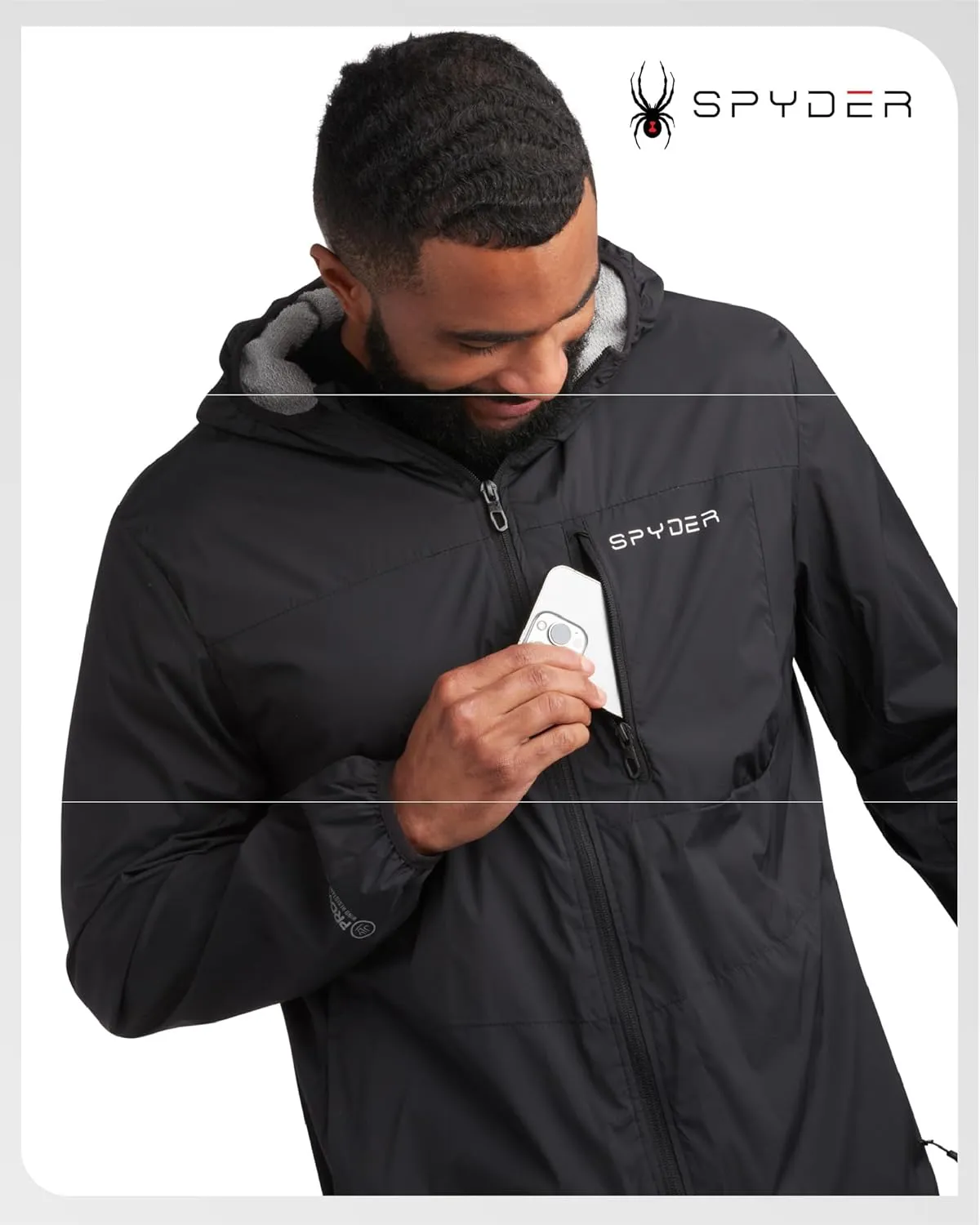 Spyder Mens Rain Jacket - Wind & Water Resistant Hooded Lightweight Rain Coats for Travel and Golf (Sizes: S-L)