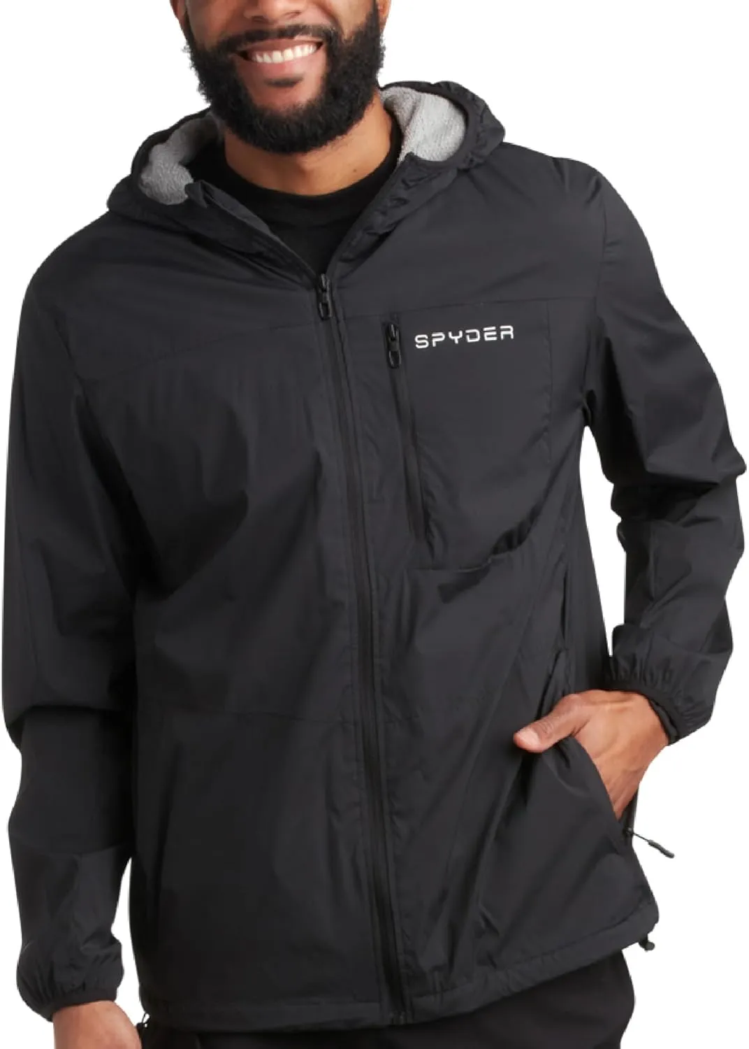 Spyder Mens Rain Jacket - Wind & Water Resistant Hooded Lightweight Rain Coats for Travel and Golf (Sizes: S-L)