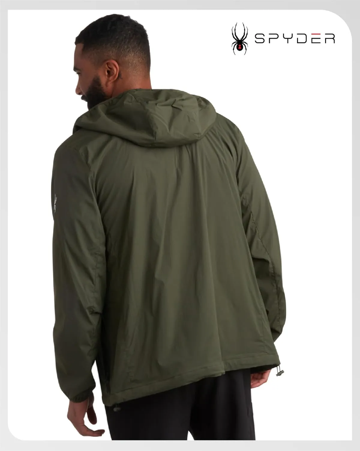 Spyder Mens Rain Jacket - Wind & Water Resistant Hooded Lightweight Rain Coats for Travel and Golf (Sizes: S-L)