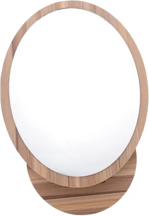 Square Makeup Mirror Desk Mirror for Dorm Led Lights Portable Wooden High-Definition