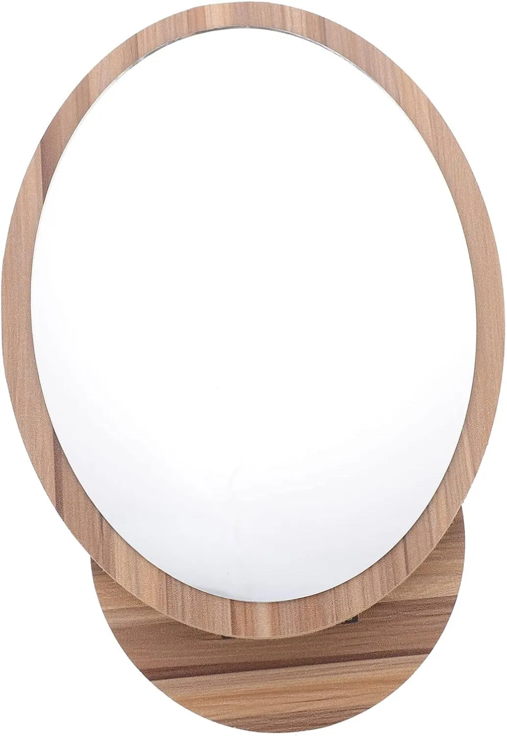 Square Makeup Mirror Desk Mirror for Dorm Led Lights Portable Wooden High-Definition
