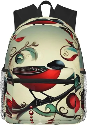 SSIMOO Teal Birds Musical Note Print Trendy Leisure Backpack Your Ideal Travel Companion,A Must-Have For Outdoor Travels