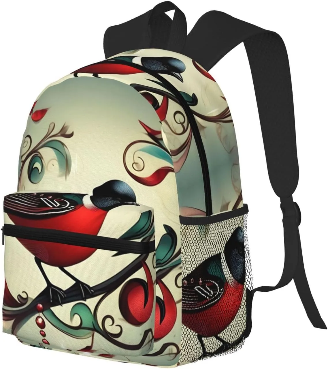 SSIMOO Teal Birds Musical Note Print Trendy Leisure Backpack Your Ideal Travel Companion,A Must-Have For Outdoor Travels
