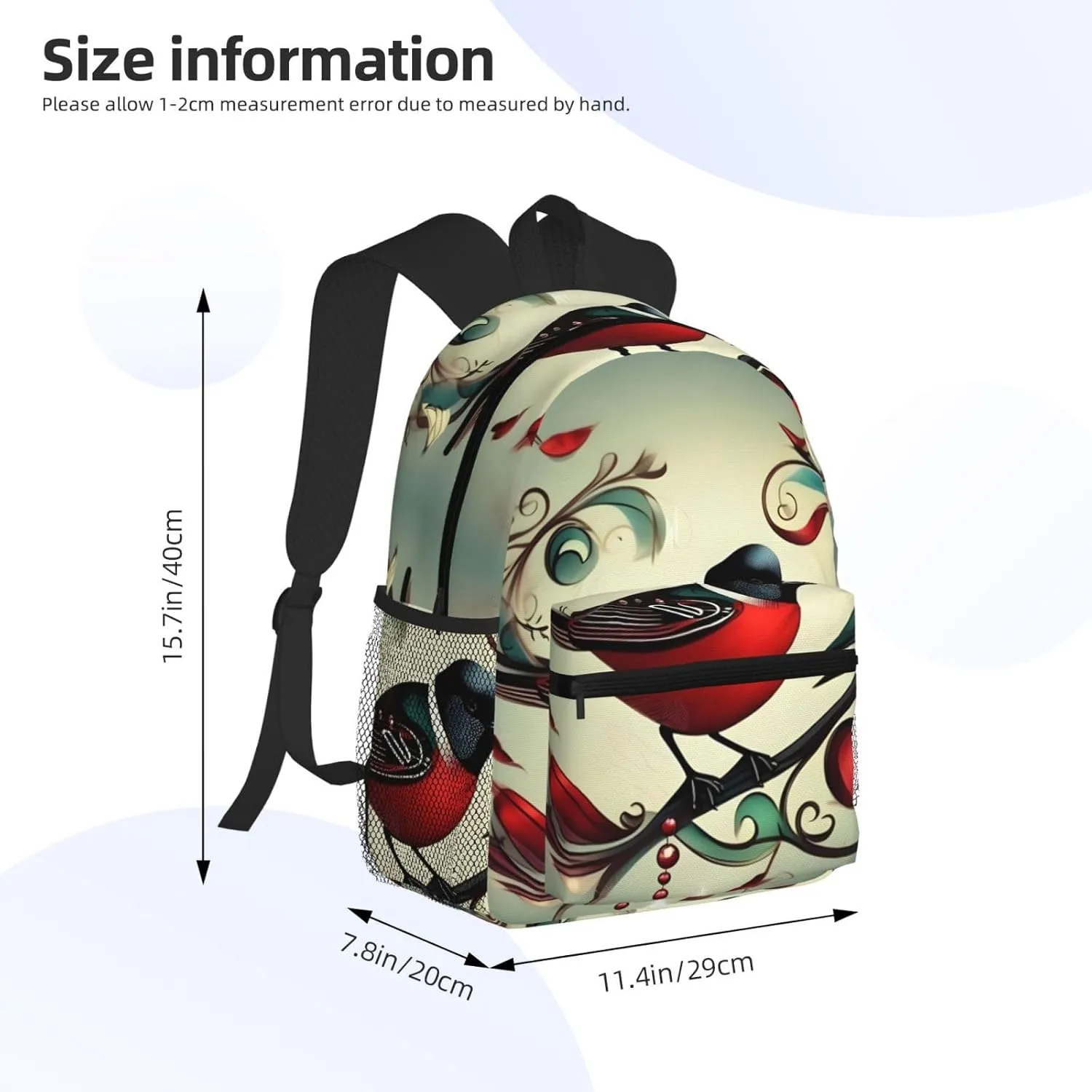 SSIMOO Teal Birds Musical Note Print Trendy Leisure Backpack Your Ideal Travel Companion,A Must-Have For Outdoor Travels