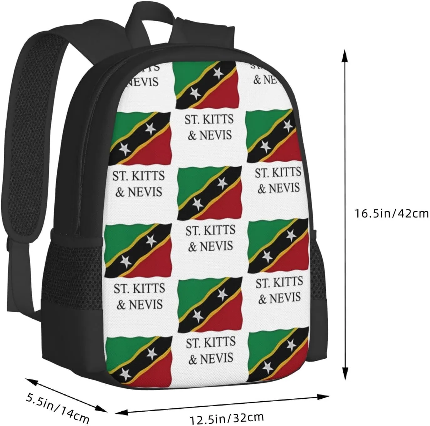 St Kitts Nevis flag Travel Backpack Casual Backpacks 15 Inch Laptop Back Pack Lightweight Rucksack Outdoor Sport Daypack Large Bags for Working Camping Hiking