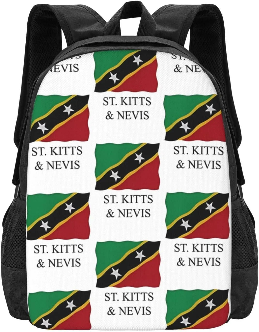 St Kitts Nevis flag Travel Backpack Casual Backpacks 15 Inch Laptop Back Pack Lightweight Rucksack Outdoor Sport Daypack Large Bags for Working Camping Hiking