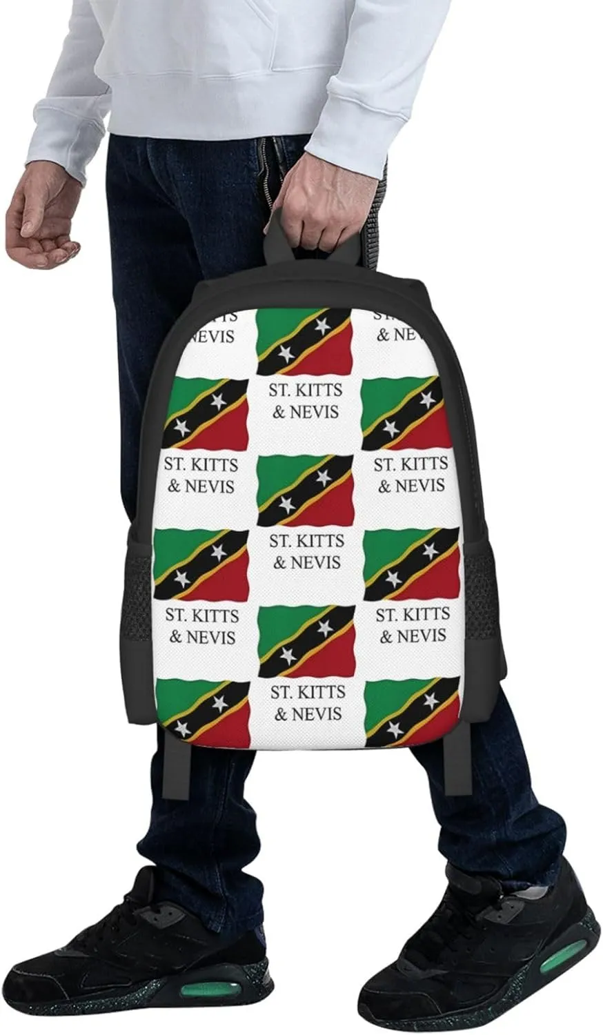 St Kitts Nevis flag Travel Backpack Casual Backpacks 15 Inch Laptop Back Pack Lightweight Rucksack Outdoor Sport Daypack Large Bags for Working Camping Hiking