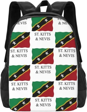 St Kitts Nevis flag Travel Backpack Casual Backpacks 15 Inch Laptop Back Pack Lightweight Rucksack Outdoor Sport Daypack Large Bags for Working Camping Hiking