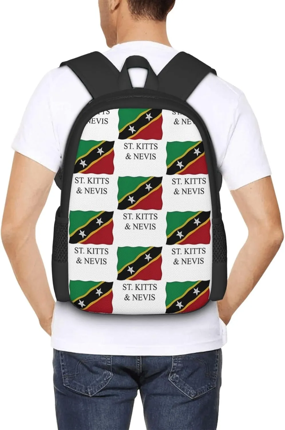 St Kitts Nevis flag Travel Backpack Casual Backpacks 15 Inch Laptop Back Pack Lightweight Rucksack Outdoor Sport Daypack Large Bags for Working Camping Hiking