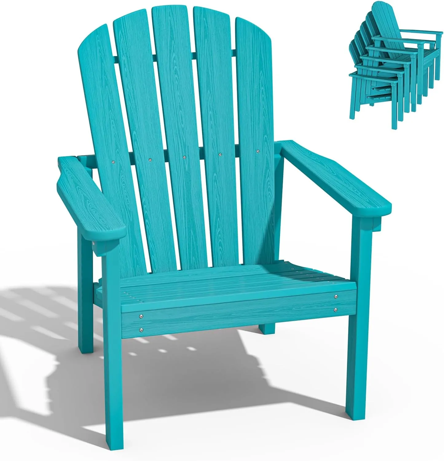 Stackable Adirondack Chair - All-Weather HDPE Outdoor Patio Chair - Durable and Space -Saving Design for Easy Storage - Ideal for Porch, Lawn, or Garden-Aruba