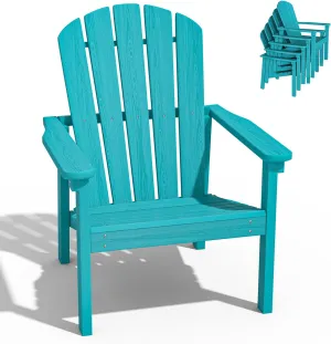 Stackable Adirondack Chair - All-Weather HDPE Outdoor Patio Chair - Durable and Space -Saving Design for Easy Storage - Ideal for Porch, Lawn, or Garden-Aruba