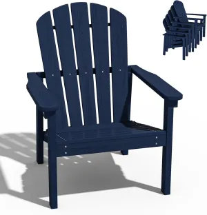 Stackable Adirondack Chair - All-Weather HDPE Outdoor Patio Chair - Durable and Space -Saving Design for Easy Storage - Ideal for Porch, Lawn, or Garden-Navy