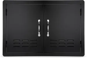 Stanbroil Outdoor Kitchen Doors BBQ Access Door 30" W x 21" H - Wall Construction Double Door Flush Mount for BBQ Island, Grilling Station, Outside Cabinet - Black