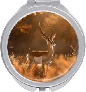 Standing on The Prairie Travel Makeup Mirror Portable Folding Cosmetic Compact Mirror Mini Pocket Mirror for Purses with 2 X 1x Magnification