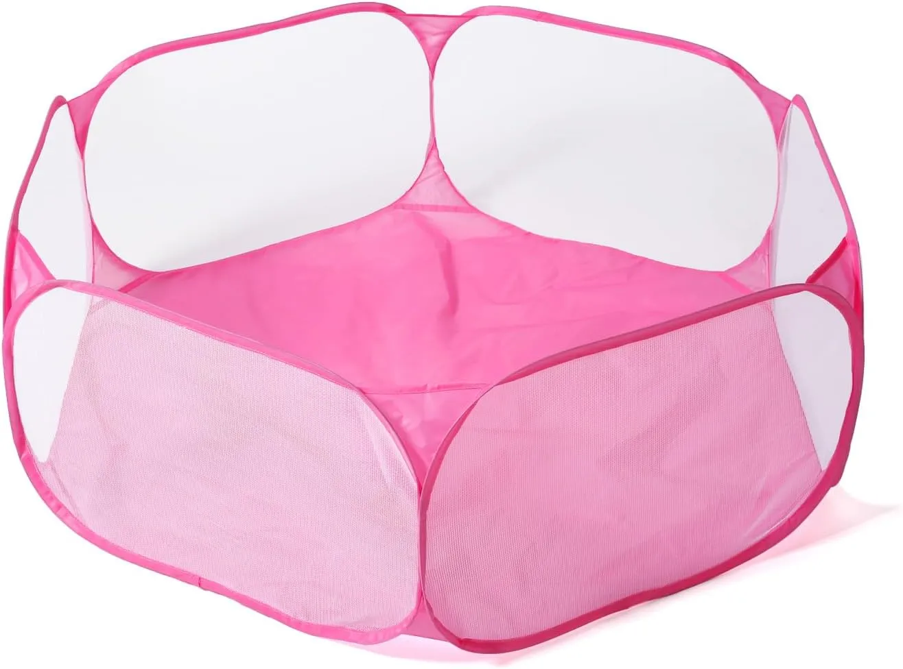 STARBOLO Cute Hexagon Kids Ball Pits, Indoor Outdoor Collapsible Play Pool Fence for Boys Girls Pets Puppy Cats, with Carry Tote, Balls Not Included (Pink)