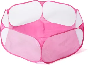 STARBOLO Cute Hexagon Kids Ball Pits, Indoor Outdoor Collapsible Play Pool Fence for Boys Girls Pets Puppy Cats, with Carry Tote, Balls Not Included (Pink)