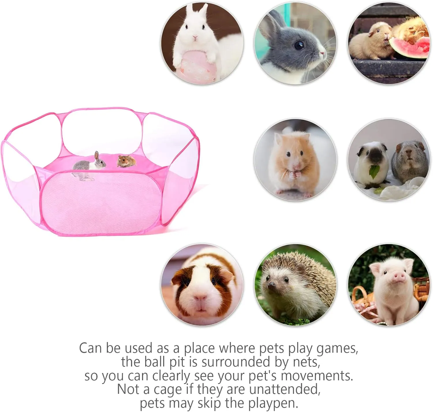 STARBOLO Cute Hexagon Kids Ball Pits, Indoor Outdoor Collapsible Play Pool Fence for Boys Girls Pets Puppy Cats, with Carry Tote, Balls Not Included (Pink)
