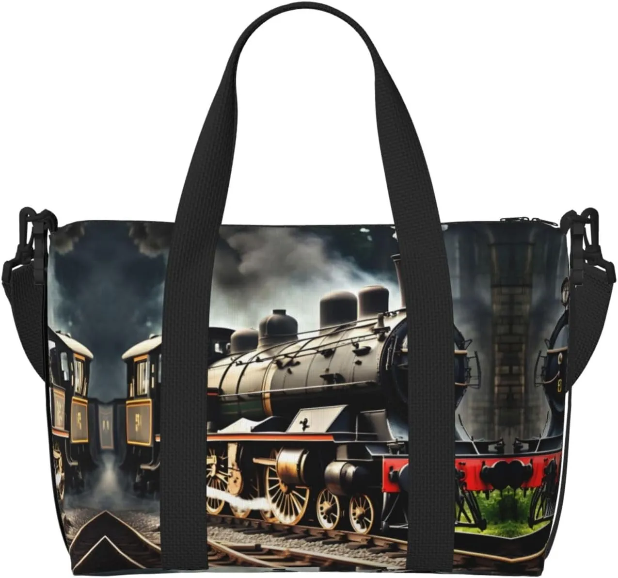 Steam Locomotive Train Duffel Bags for Traveling - Lightweight Personal Item Travel Bags, Gym Bags for Men and Women