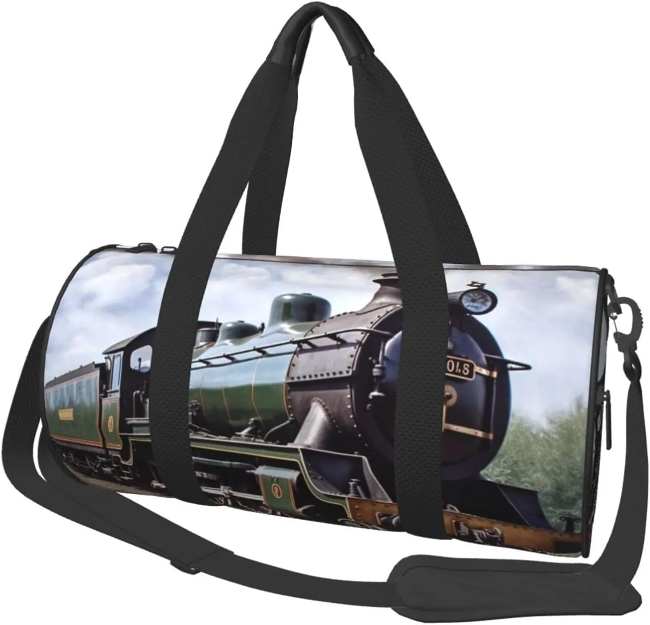 Steam Locomotive Train Duffle Bag for Women Men Personal Item Travel Bag Canvas Weekender Overnight Bag Lightweight Sports Tote Gym Bag Carry On Luggage Bag