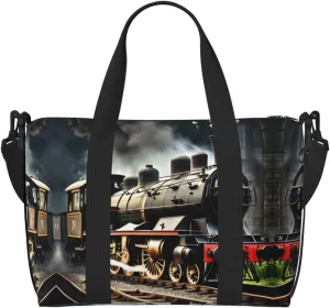 Steam Locomotive Train print Travel Duffel Bag,workout duffel bag, overnight shoulder Bag,Weekender Bag for Women Men