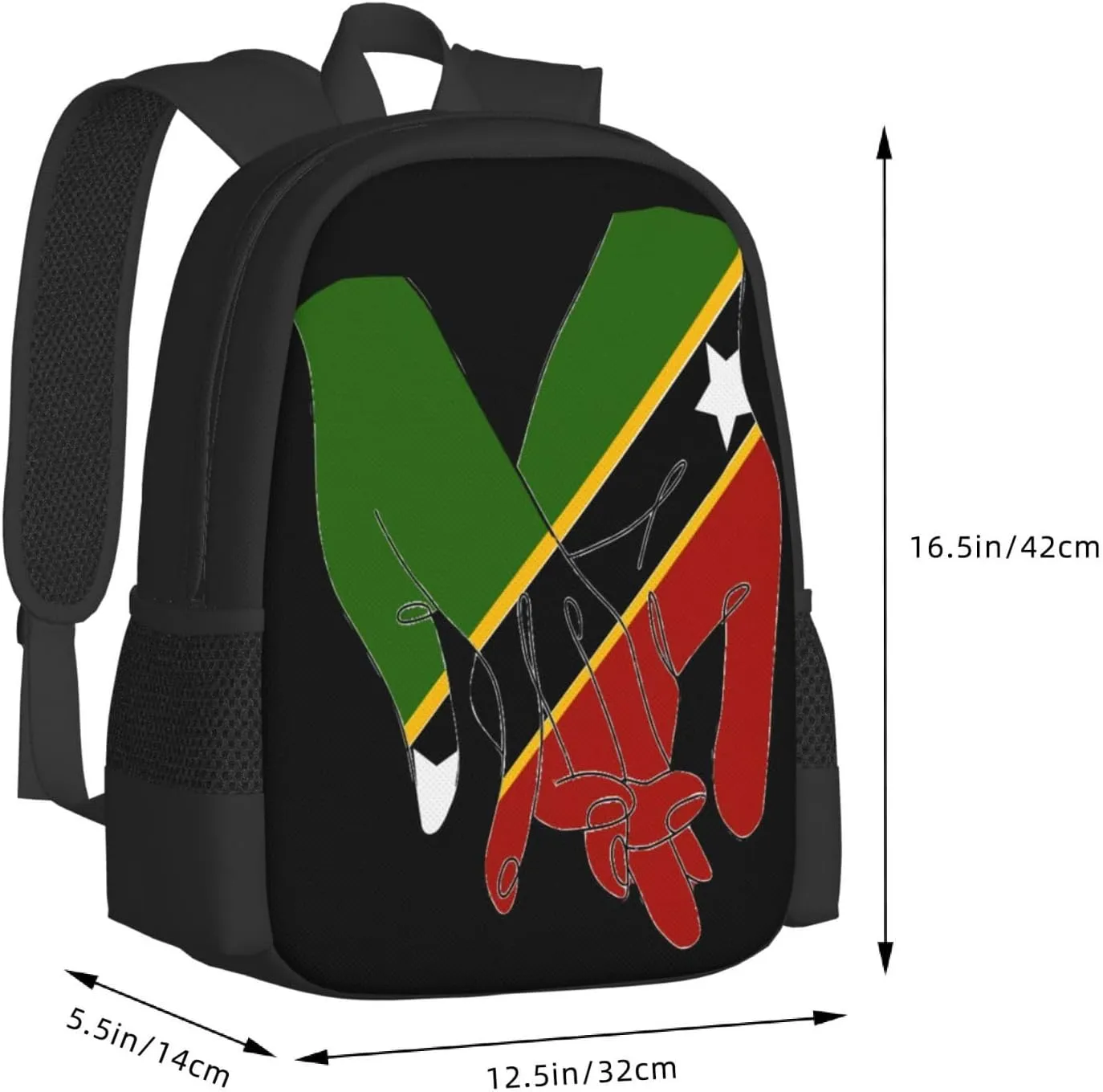 St.Kitts United Flag Travel Backpack Casual Backpacks 15 Inch Laptop Back Pack Lightweight Rucksack Outdoor Sport Daypack Large Bags for Working Camping Hiking