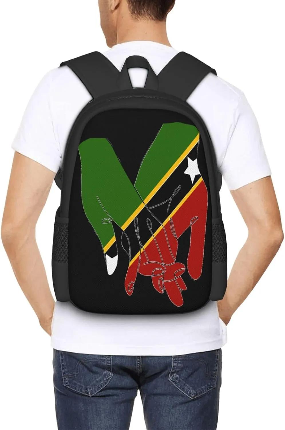 St.Kitts United Flag Travel Backpack Casual Backpacks 15 Inch Laptop Back Pack Lightweight Rucksack Outdoor Sport Daypack Large Bags for Working Camping Hiking