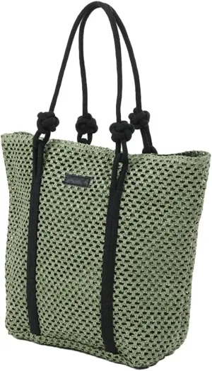 Straw Tote Handbag for Women Simple Satchel Handbag with Knot Strap Summer Vacation Hobo Bag Large Sling Shoulder Bag