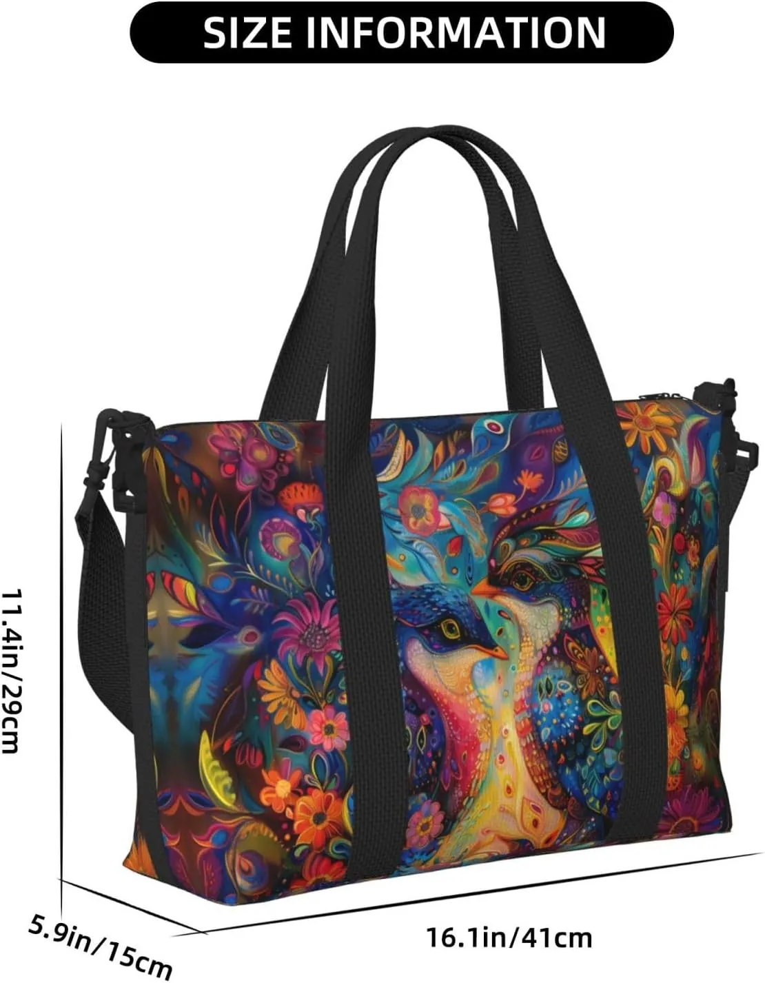 stunning beautiful birds print Travel Duffel Bag, Sports Tote Gym Bag, Swim Pool Bag Large Shoulder Tote Bag for Beach Weekender