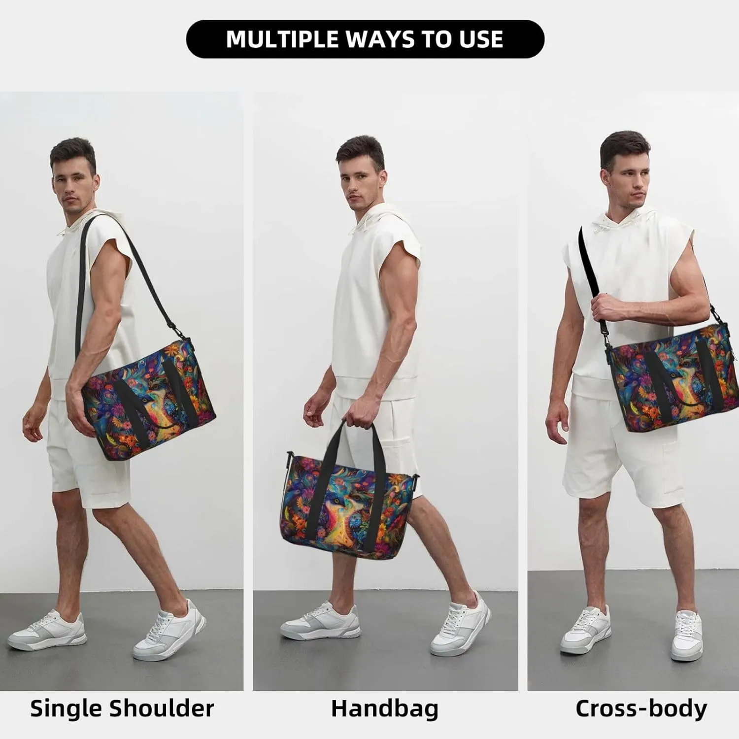 stunning beautiful birds print Travel Duffel Bag, Sports Tote Gym Bag, Swim Pool Bag Large Shoulder Tote Bag for Beach Weekender
