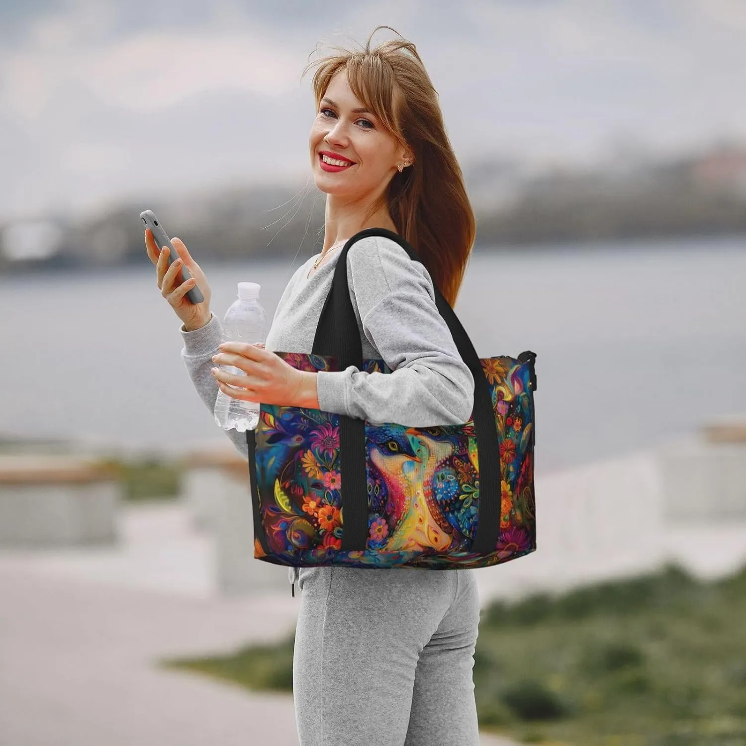 stunning beautiful birds print Travel Duffel Bag, Sports Tote Gym Bag, Swim Pool Bag Large Shoulder Tote Bag for Beach Weekender