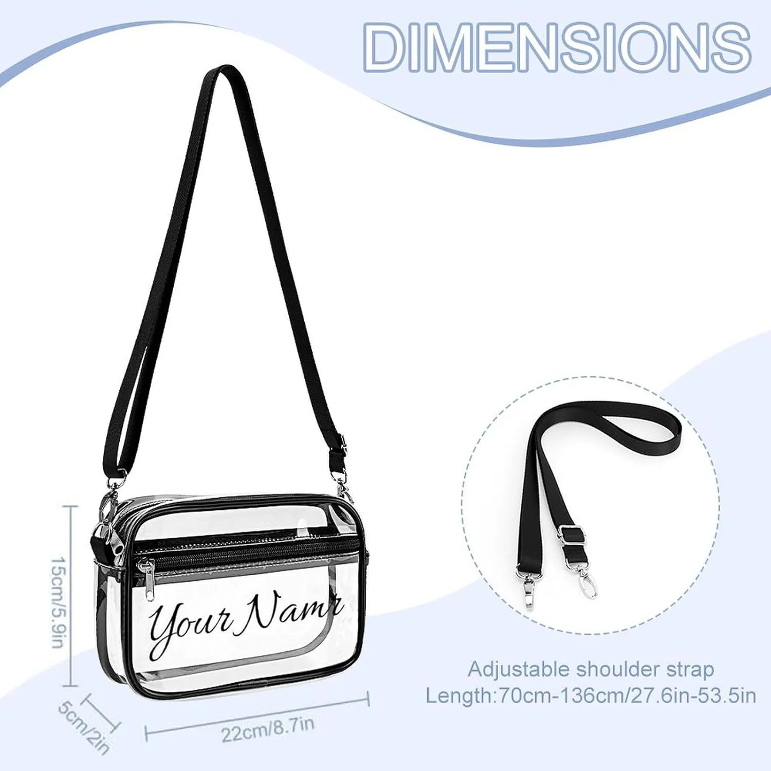 Stylish Clear Crossbody Bag - PVC Transparent Messenger Bag with Adjustable Strap for Work, Travel and Daily Use