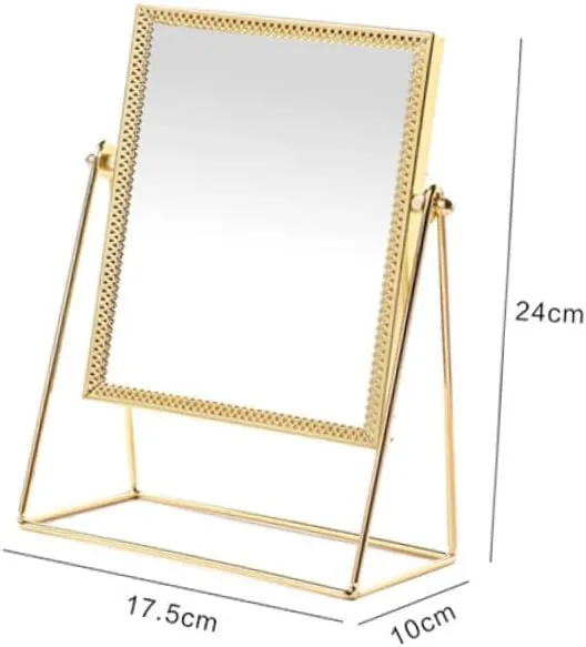 Stylish Desk Mirror Decor Square Flower Lace Makeup Mirror Large Glass Area