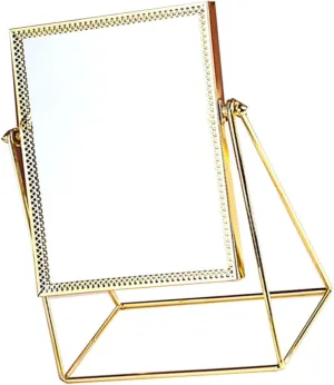 Stylish Desk Mirror Decor Square Flower Lace Makeup Mirror Large Glass Area