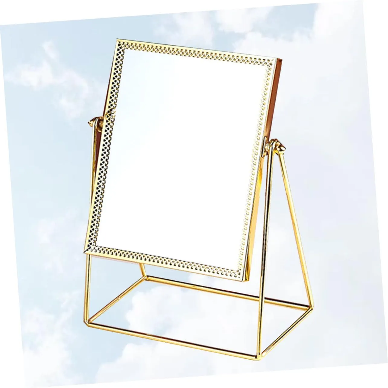 Stylish Desk Mirror Decor Square Flower Lace Makeup Mirror Large Glass Area
