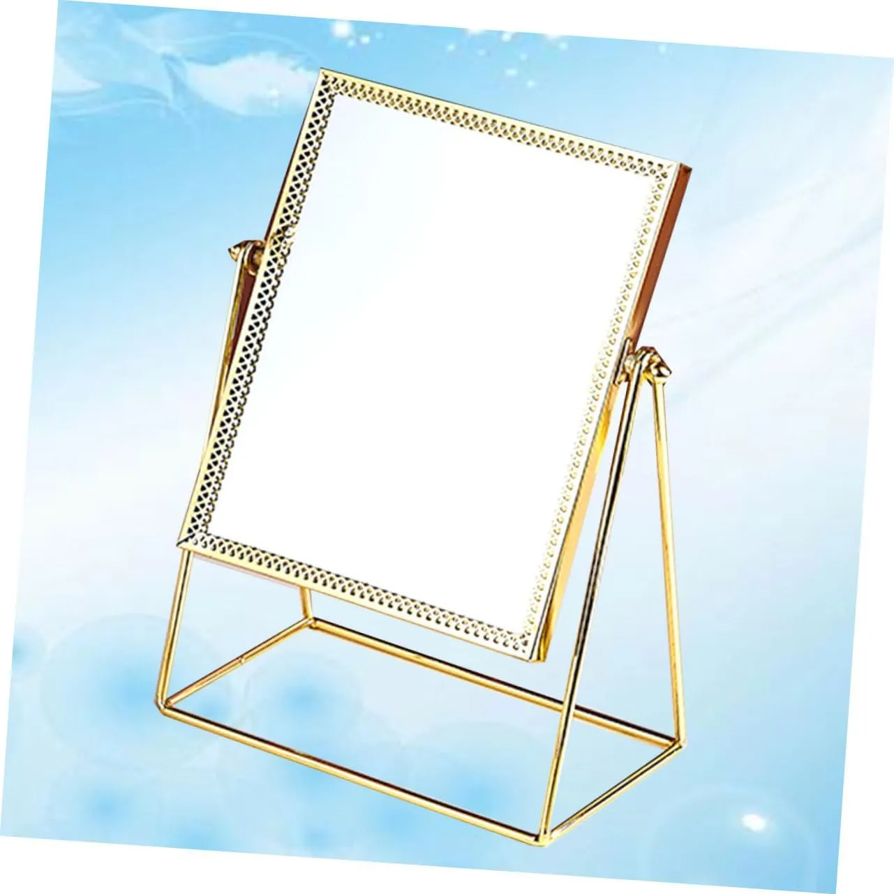 Stylish Desk Mirror Decor Square Flower Lace Makeup Mirror Large Glass Area