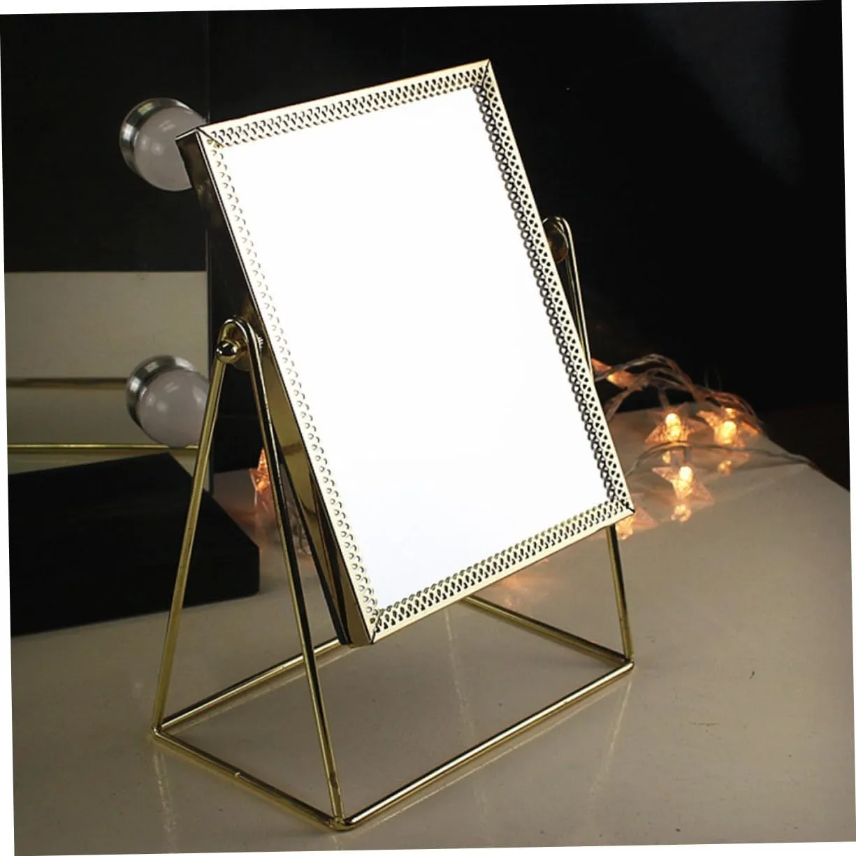 Stylish Desk Mirror Decor Square Flower Lace Makeup Mirror Large Glass Area