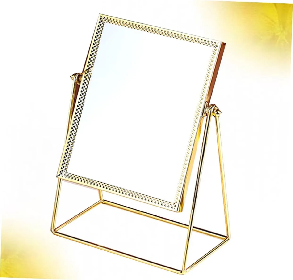 Stylish Desk Mirror Decor Square Flower Lace Makeup Mirror Large Glass Area