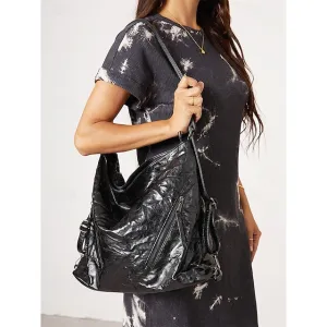 Stylish Multi-Carry PU Leather Tote Hobo Bag – Versatile Large Capacity with Geometric Hardware