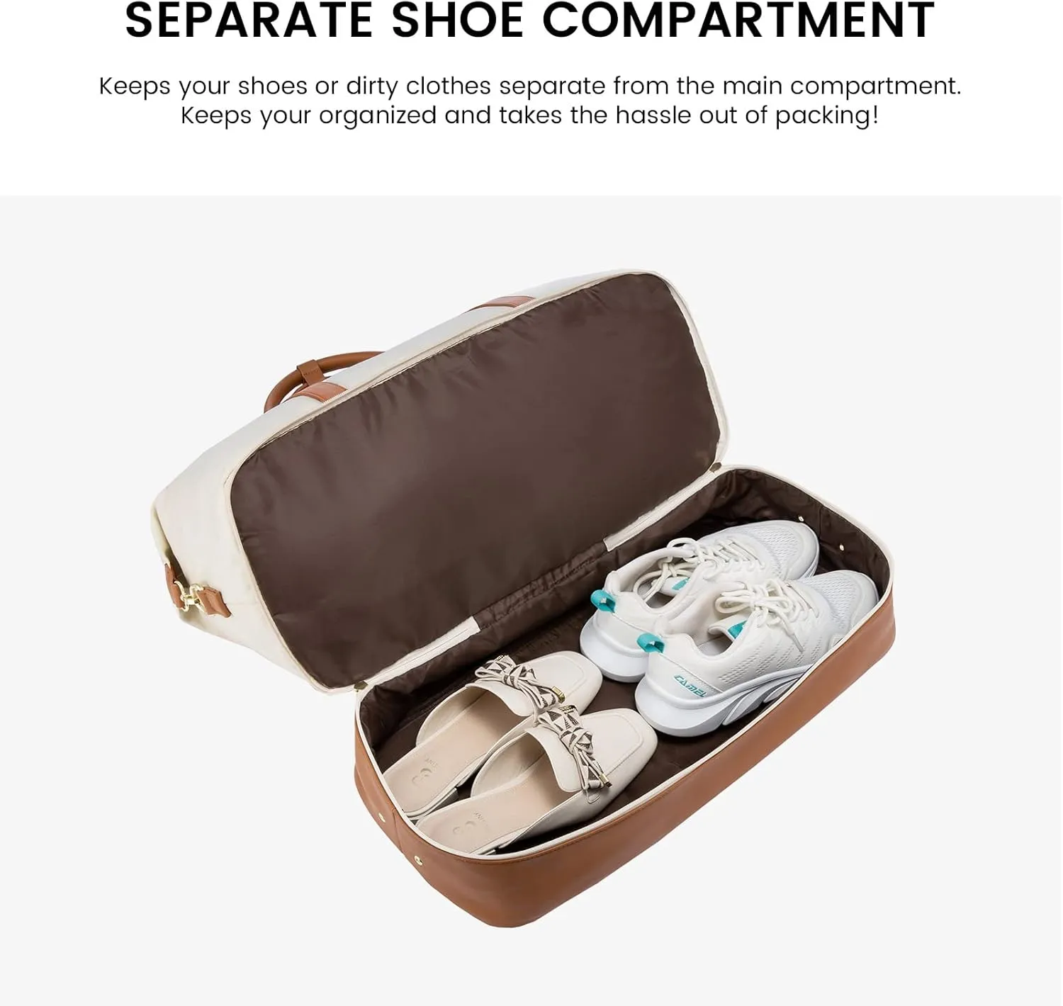 Sucipi Weekender Bags for Women Canvas Travel Duffle Bag with Shoe Compartment Overnight Bag Carry on Gym Duffel with Toiletry Bag for Traveling Weekend Hospital Bags for Labor and Delivery