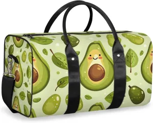 Summer Cute Avocado Travel Duffle Bag for Women Men Gym Duffel Foldable Bag Waterproof Weekender Funny Green Duffle Tote